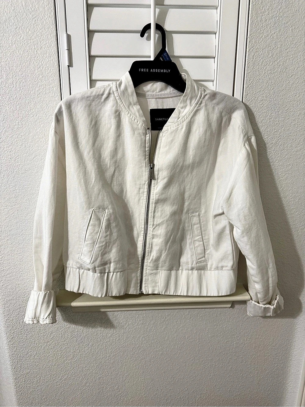 Sanctuary Everly Linen Jacket Ruffle Hem White XS